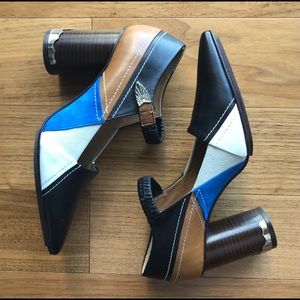 Toga Pulla Color Block Cowboy Chic Mary Jane Pumps NWOT SIZE 8